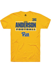 JuJu Anderson Pitt Panthers Gold Football NIL Stacked Box Short Sleeve Player T Shirt