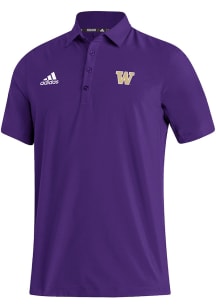 Adidas Washington Huskies Mens Purple Heat Seal Stadium Coaches Short Sleeve Polo