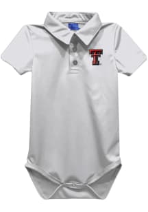 Vive La Fete Texas Tech Red Raiders Baby White Team Short Sleeve One Piece Polo