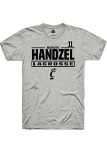 Morgan Handzel Cincinnati Bearcats Ash NIL Stacked Box Short Sleeve Player T Shirt