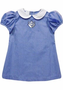 Vive La Fete Saint Louis Billikens Toddler Girls Blue Gingham Collar Short Sleeve Dress
