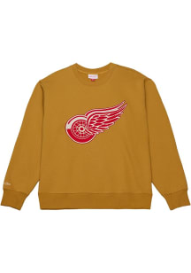 Mitchell and Ness Detroit Red Wings Mens Tan Dusted Ochre Collection Long Sleeve Fashion Sweatshir..