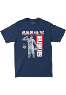 Braylon Mullins UConn Huskies Navy Blue Men's Basketball Retro 90s Short Sleeve Fashion Player T S..