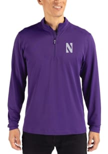 Cutter and Buck Northwestern Wildcats Mens Purple Virtue Eco Pique Long Sleeve Qtr Zip Pullover