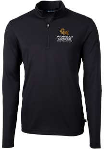 Cutter and Buck George Mason University Mens Black Featherlight Pique Long Sleeve Qtr Zip Pullover