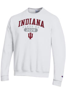 Champion Indiana Hoosiers Mens White Class of 2028 Powerblend Long Sleeve Crew Sweatshirt