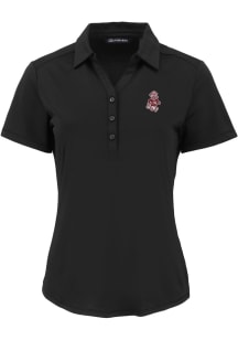 Cutter and Buck West Virginia Mountaineers Womens Black Vault Forge Eco Polo Short Sleeve Polo Shi..