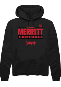 Dawson Merritt Nebraska Cornhuskers Mens Black Football NIL Stacked Box Player Hood