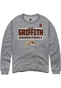 Jalen Griffith Western Michigan Broncos Mens Grey NIL Stacked Box Player Crew