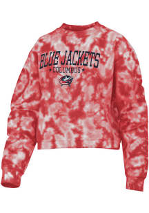 Columbus Blue Jackets Womens Red Tie Dye Crew Sweatshirt