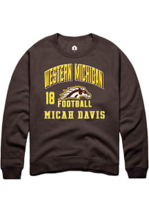 Micah Davis Western Michigan Broncos Mens Brown Football NIL Arch Logo Player Crew