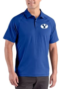 Cutter and Buck BYU Cougars Mens Blue Prospect Eco Short Sleeve Polo