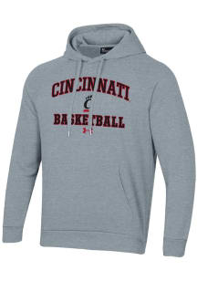 Under Armour Cincinnati Bearcats Mens Grey Basketball Rival Long Sleeve Hoodie