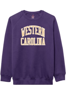 Western Carolina Mens Purple Arch Name Long Sleeve Crew Sweatshirt