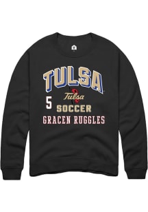 gracen ruggles  Rally Tulsa Golden Hurricane Mens Black NIL Arch Logo Long Sleeve Crew Sweatshirt