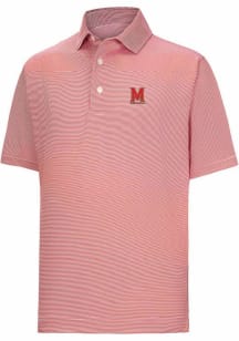 Footjoy Maryland Terrapins Mens Red MicroFeeder Stripe Short Sleeve Fashion Polo