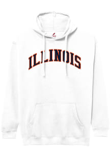 League Illinois Fighting Illini Mens White Arch Name Twill Long Sleeve Hoodie