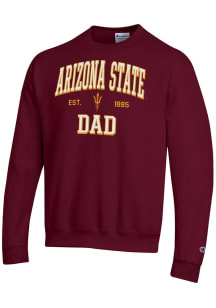 Champion Arizona State Sun Devils Mens Maroon Est Date Dad Powerblend Long Sleeve Crew Sweatshirt