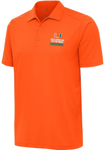 Antigua Miami Hurricanes Mens Orange 2025 Cotton Bowl Champions Tribute Short Sleeve Polo