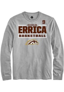 Nicholas Errica Western Michigan Broncos Grey NIL Stacked Box Long Sleeve Player T Shirt