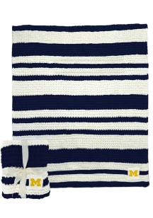 Michigan Wolverines Primary Cable Knit Fleece Blanket - Navy Blue