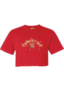 Summit Sportswear Maryland Terrapins Womens Red Rhinestone and Pearls Short Sleeve T-Shirt