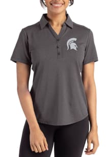Cutter and Buck Michigan State Spartans Womens Black Forge Eco Polo Short Sleeve Polo Shirt