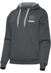Antigua Inter Miami CF Womens Charcoal 2025 Cup Champions Victory Hooded Sweatshirt