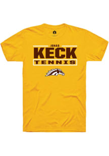Jonas Keck Western Michigan Broncos Gold NIL Stacked Box Short Sleeve Player T Shirt