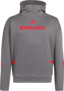 Adidas Nebraska Cornhuskers Mens Grey Z.N.E. Pullover Hood