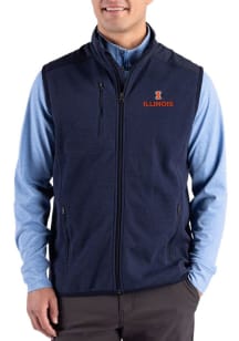 Cutter and Buck Illinois Fighting Illini Mens Navy Blue Hunts Point Eco Sleeveless Jacket