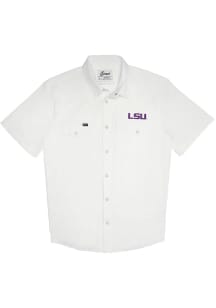 Snaps LSU Tigers Mens White Tailgater Short Sleeve Dress Shirt