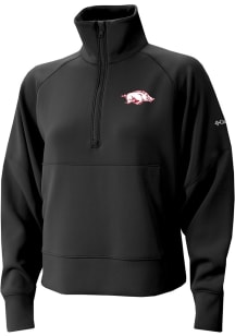 Columbia Arkansas Razorbacks Womens Black Heat Seal Wickham Hills Qtr Zip Pullover