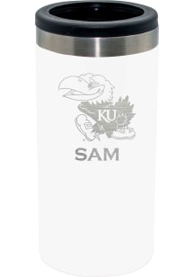 The Memory Company Kansas Jayhawks Personalized Laser Etched 12oz Slim Can Stainless Steel Coolie