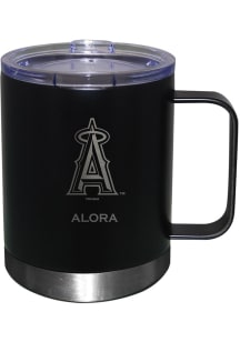 Los Angeles Angels Personalized Laser Etched 12oz Handle Lowball Tumbler - Black