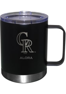 Colorado Rockies Personalized Laser Etched 12oz Handle Lowball Tumbler - Black
