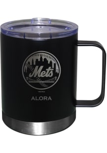 New York Mets Personalized Laser Etched 12oz Handle Lowball Tumbler - Black