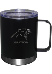 Carolina Panthers Personalized Laser Etched 12oz Handle Lowball Tumbler - Black