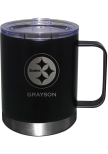 Pittsburgh Steelers Personalized Laser Etched 12oz Handle Lowball Tumbler - Black