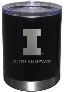 Illinois Fighting Illini Personalized Laser Etched 12oz Lowball Tumbler - Black