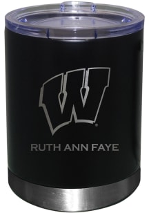 Wisconsin Badgers Personalized Laser Etched 12oz Lowball Tumbler - Black