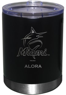 Miami Marlins Personalized Laser Etched 12oz Lowball Tumbler - Black