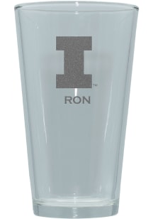 Illinois Fighting Illini Personalized Laser Etched 17oz Pint Glass - White