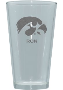 Iowa Hawkeyes Personalized Laser Etched 17oz Pint Glass - White