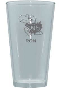 Kansas Jayhawks Personalized Laser Etched 17oz Pint Glass - White