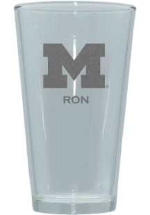 Michigan Wolverines Personalized Laser Etched 17oz Pint Glass - White