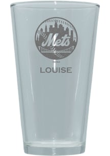 New York Mets Personalized Laser Etched 17oz Pint Glass - White