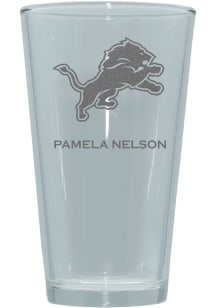 Detroit Lions Personalized Laser Etched 17oz Pint Glass - White
