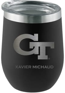 GA Tech Yellow Jackets Personalized Laser Etched 12oz Stemless Wine Tumbler - Black