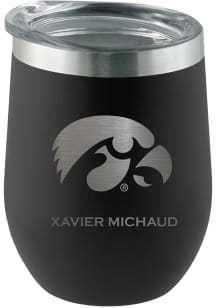 Iowa Hawkeyes Personalized Laser Etched 12oz Stemless Wine Tumbler - Black